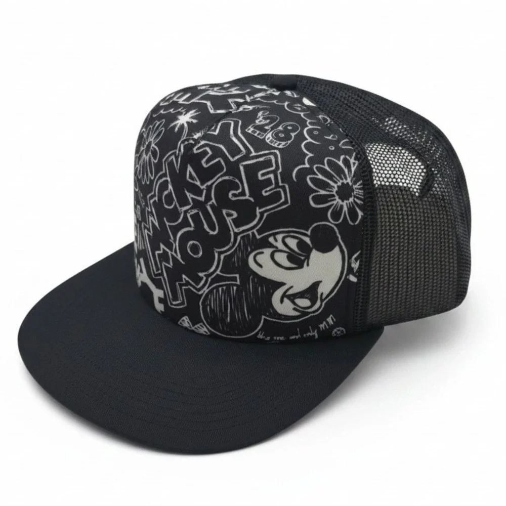 Neff x Disney Mickey House Trucker Hat Snapback Black White Mesh Cap New NWT